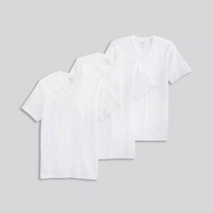 Jockey Generation‎ White Mens Stay New Cotton 3pk V-Neck T-Shirt Size Small